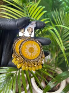 Resin Jhumka Yellow Gold