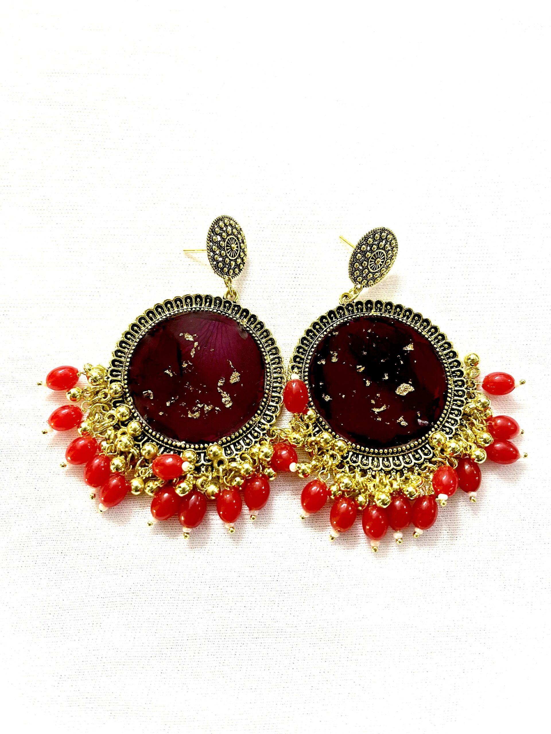 Resin Jhumka Red Rose RTRJ03N Resin Jhumka Red Rose RTRJ03N