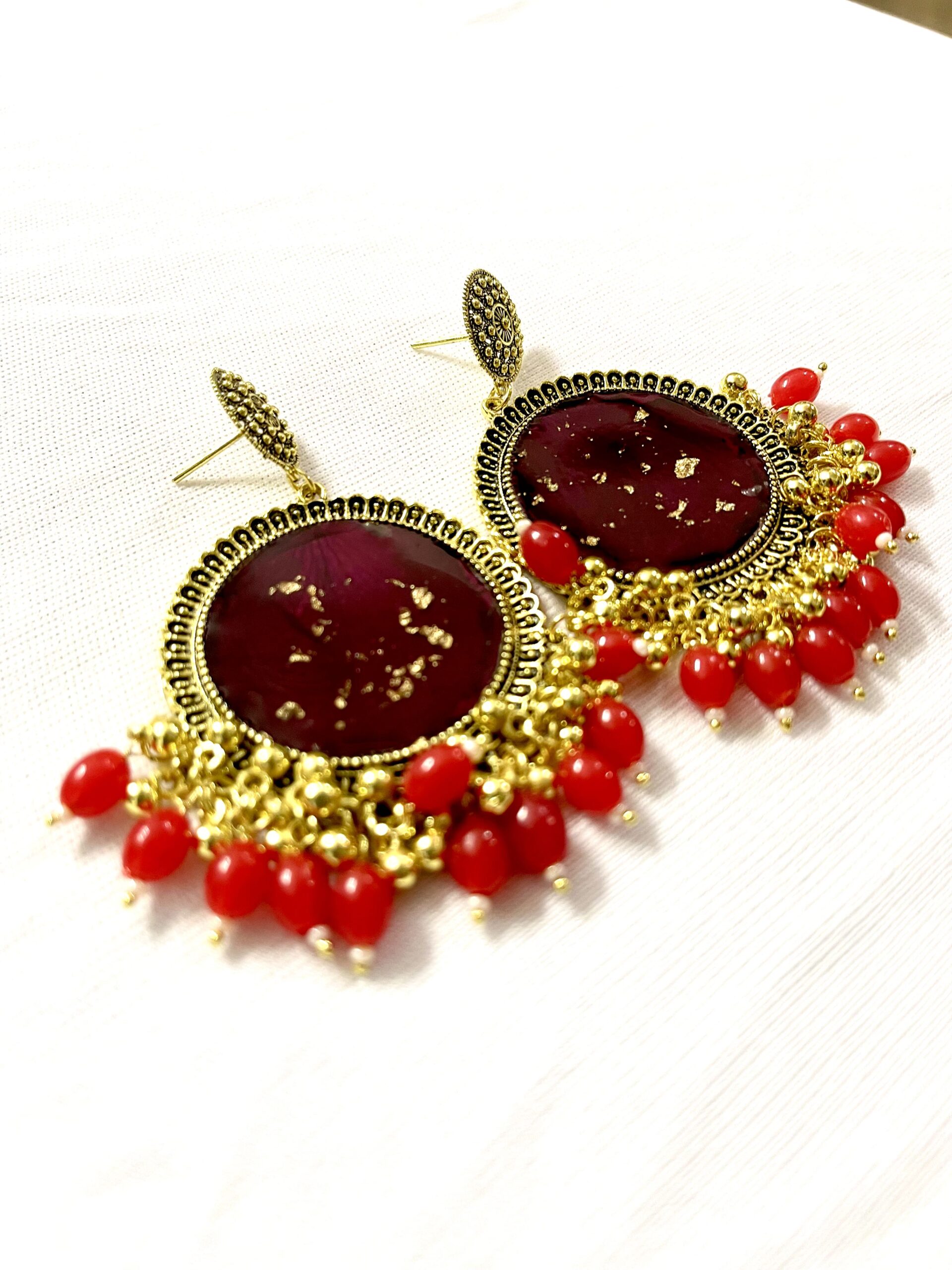 Resin Jhumka Red Rose RTRJ03N Resin Jhumka Red Rose RTRJ03N