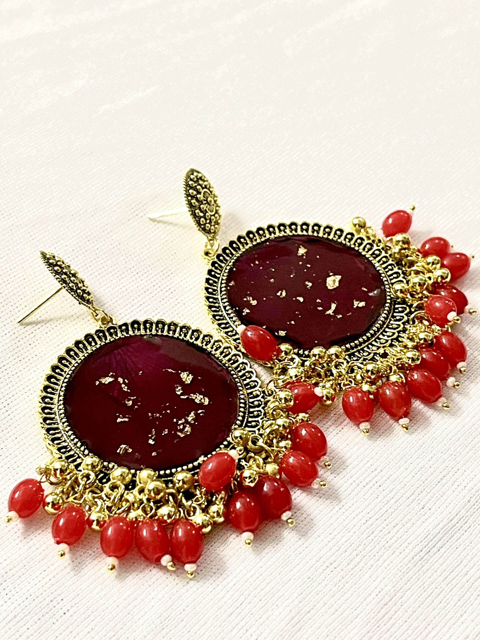 Resin Jhumka Red Rose RTRJ03N Resin Jhumka Red Rose RTRJ03N