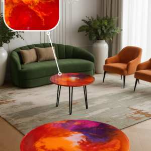 abstract resin 3d coffee table